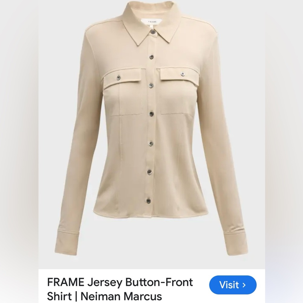 Frame Denim Jersey Beige Button-Down Shirt